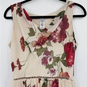 Alexa B Nites Womens Dress Size 6 Floral Metallic Beaded Sleeveless Midi